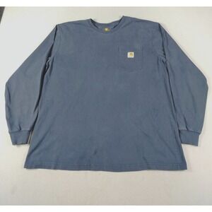 Carhartt Shirt Mens XL Blue Distressed Pocket Tee Original Fit K126 Workwear